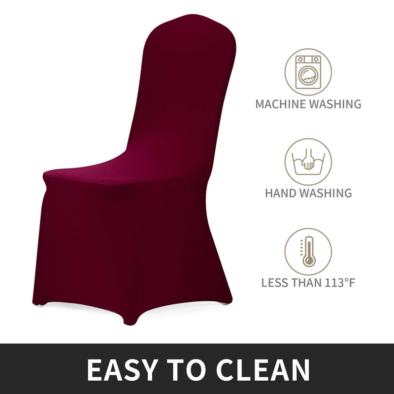 Peomeise Stretch Spandex Chair Cover for Wedding Party Dining Banquet Event (Burgundy, 25) - Image 3